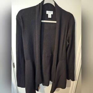 Carmen Marc Valvo Black Open-Front Cardigan